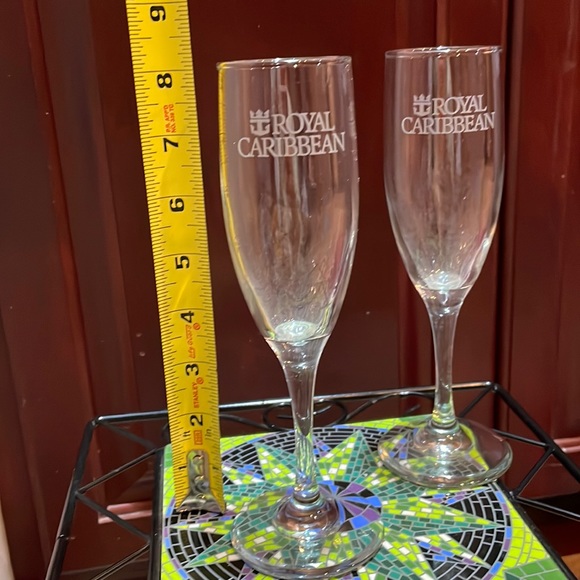 Two Royal Caribbean glass champagne flutes. - Picture 3 of 3